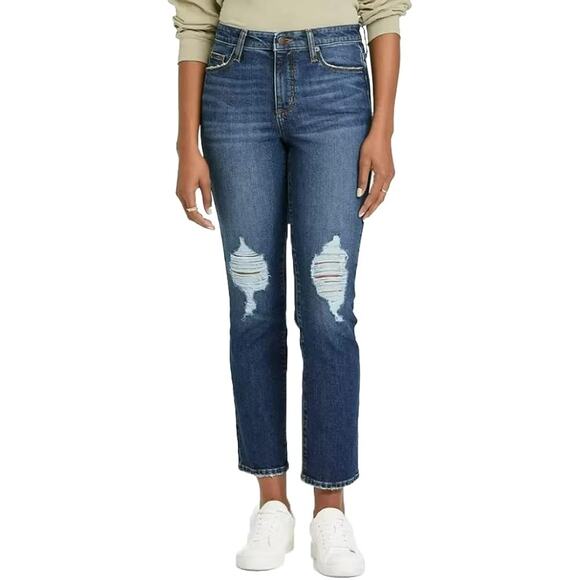 [Universal Thread] High Rise Dark Wash Slim Straight Distressed Jeans NWT Sz 10 - Picture 1 of 11
